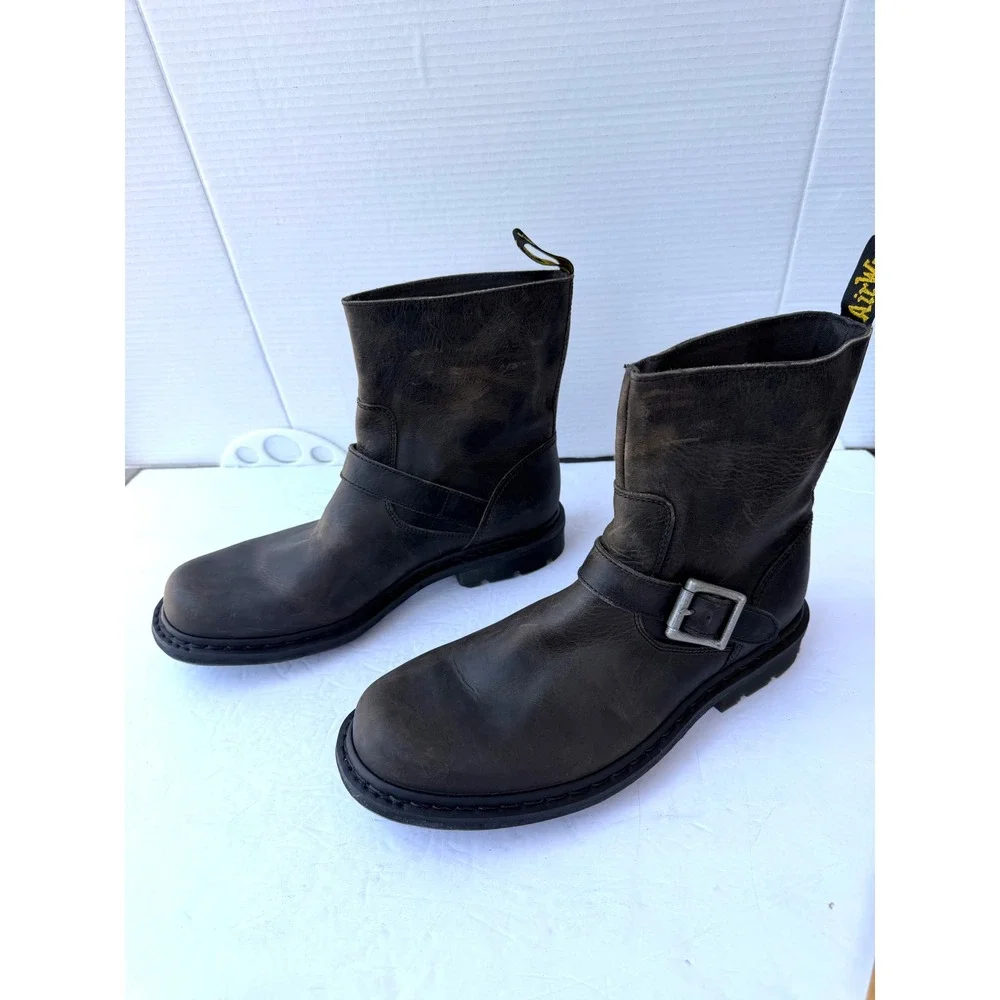 Dr. Martens Mens New Brown Leather Buckle Pull On MidCalf Pier Engineer Boots 13